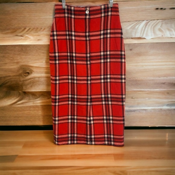 Vintage no name 
Womans Sz 10 100% Wool Plaid Skirt - Picture 1 of 13